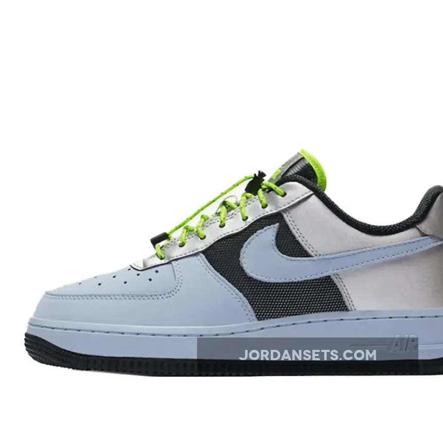 Nike Air Force 1 Baby Blue/Volt-Black-Silver #air force baby blue