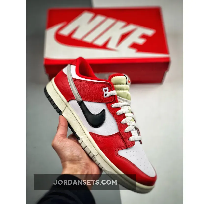 Nike Dunk Low 'Chicago Split' University Red/Black-Light Silver-White #nike dunk chicago split