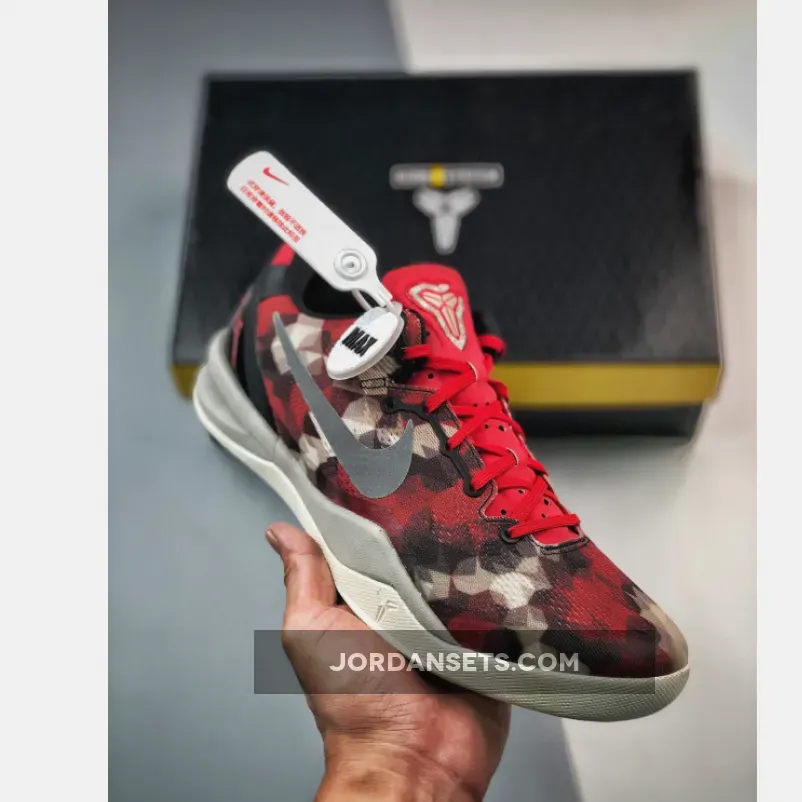 Nike Kobe 8 System 'Milk Snake' University Red/Sail-Peal Grey 555035-601 / toro snake