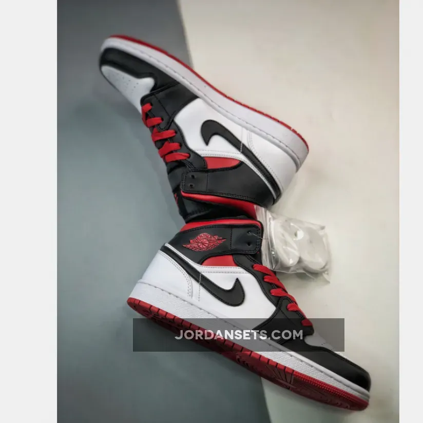 Air Jordan 1 Mid 'Black Toe' White/Gym Red-Black DQ8423-106 For Sale