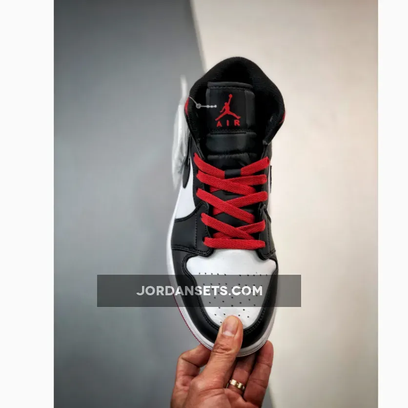 Air Jordan 1 Mid 'Black Toe' White/Gym Red-Black DQ8423-106 For Sale