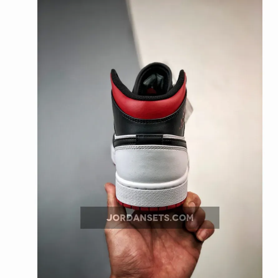 Air Jordan 1 Mid 'Black Toe' White/Gym Red-Black DQ8423-106 For Sale