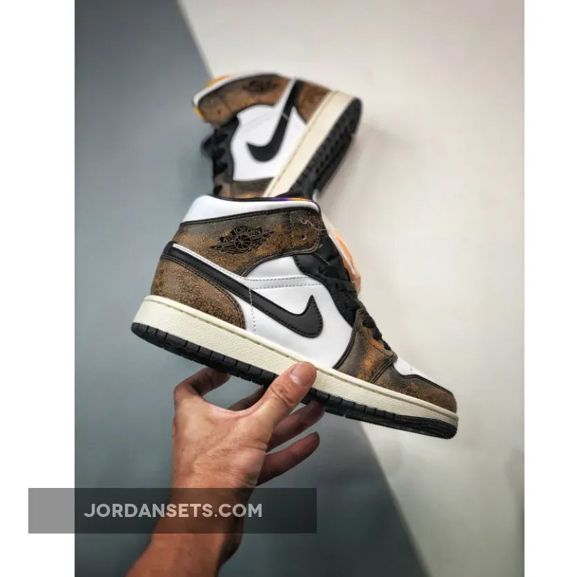 Air Jordan 1 Mid 'Wear Away' Black/Taxi-White-Sail #air jordan 1 mid taxi