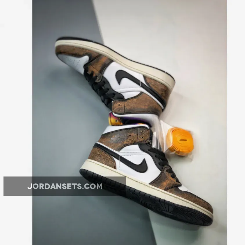 Air Jordan 1 Mid 'Wear Away' Black/Taxi-White-Sail #air jordan 1 mid taxi