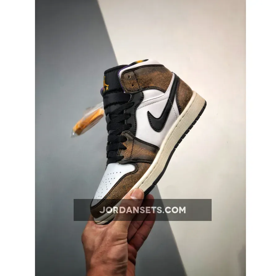 Air Jordan 1 Mid 'Wear Away' Black/Taxi-White-Sail #air jordan 1 mid taxi