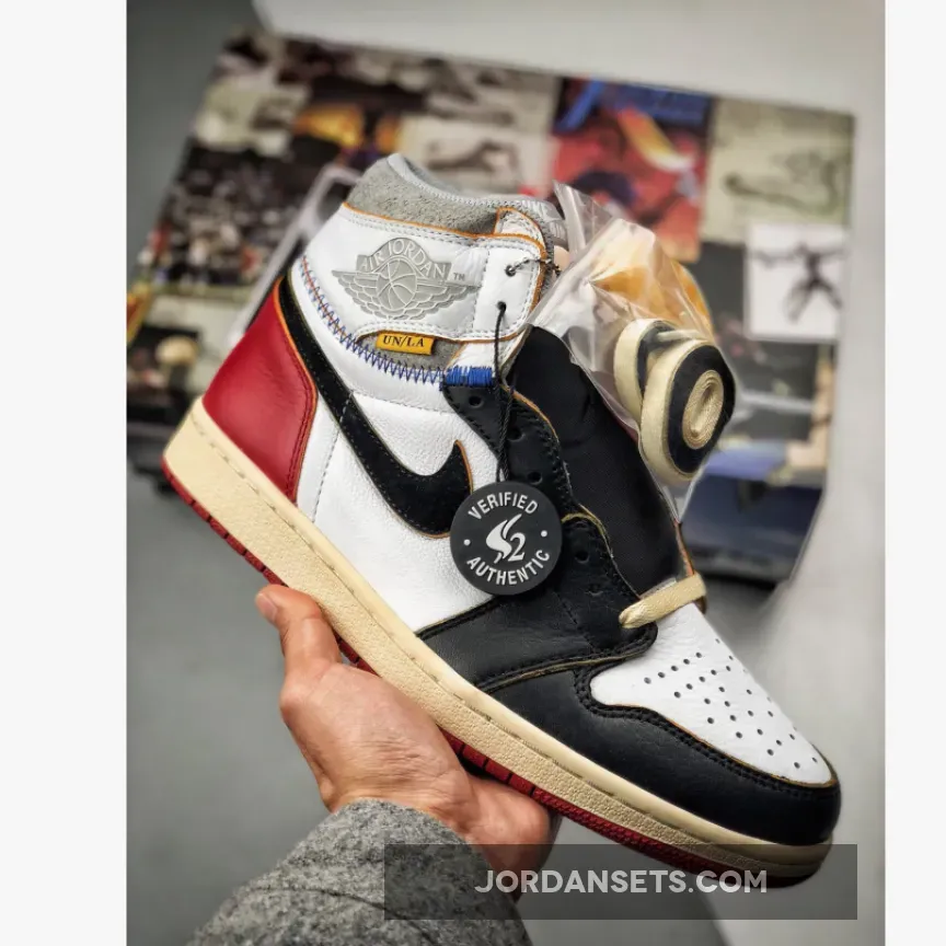 Air Jordan 1 Retro High "Union Los Angeles Black Toe" Mens White/Black-Varsity Red AJ1 Black / 1 Black Union BV1300-106