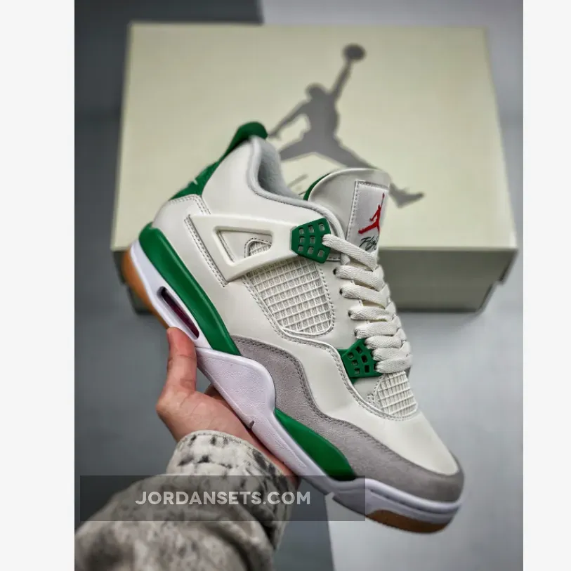 Nike SB x Air Jordan 4 Sail/Pine Green-Neutral Grey DR5415-103 - sb aj4
