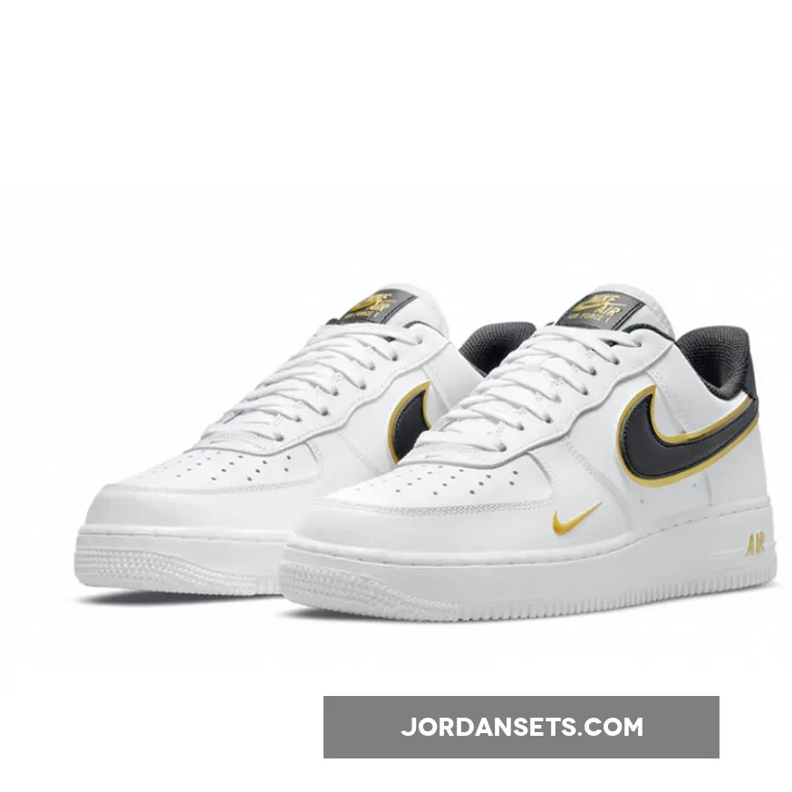 Nike Air Force 1 Black Gold Double Swoosh DA8481-100 #black and gold air force 1