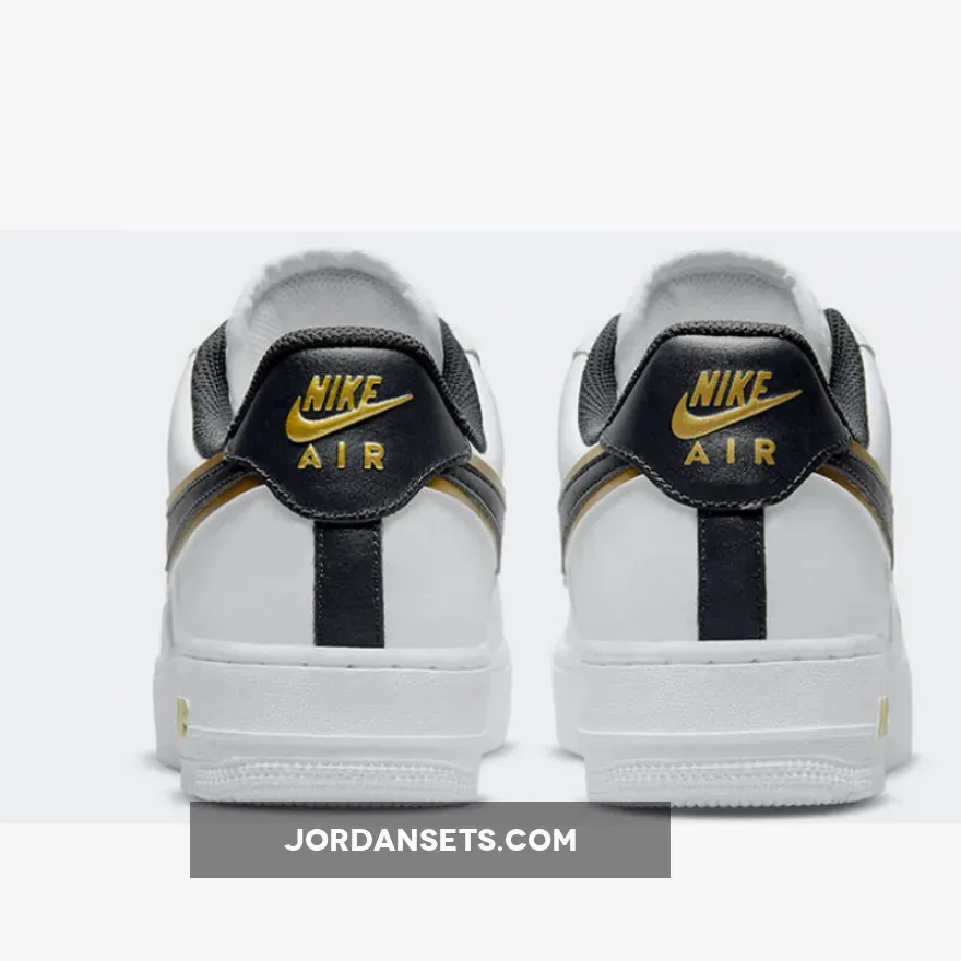 Nike Air Force 1 Black Gold Double Swoosh DA8481-100 #black and gold air force 1