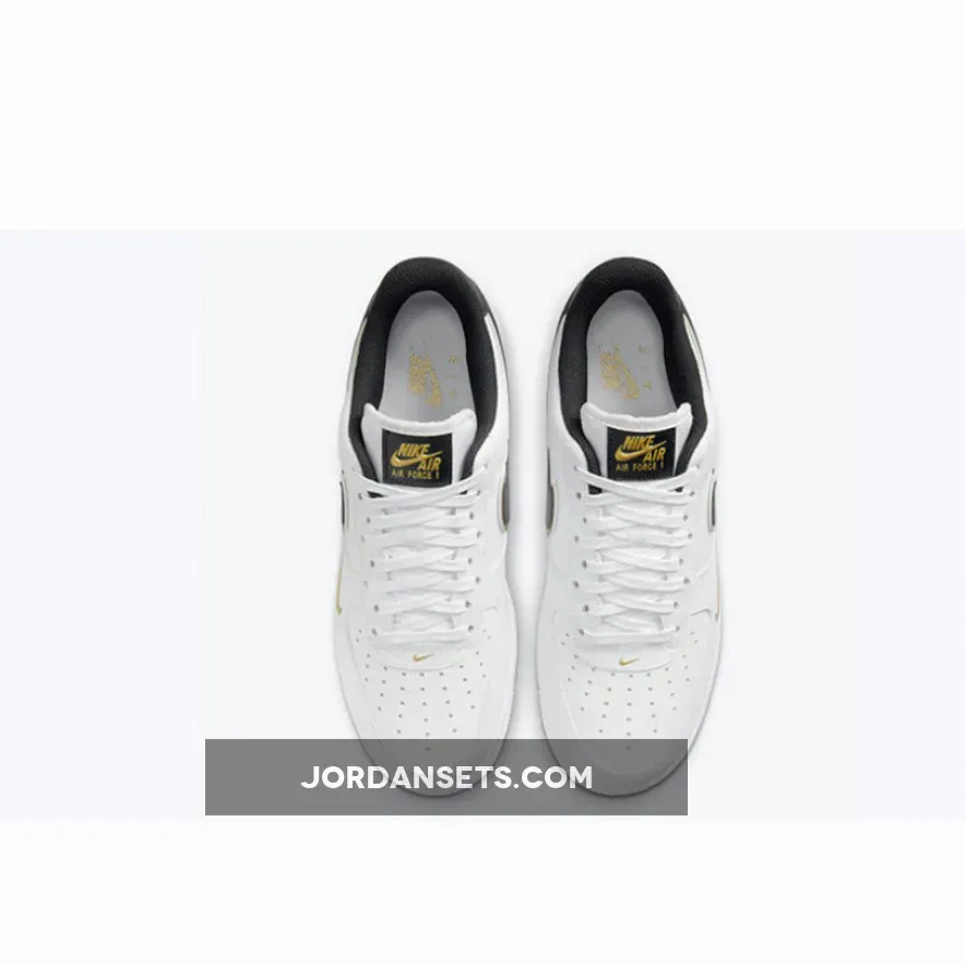 Nike Air Force 1 Black Gold Double Swoosh DA8481-100 #black and gold air force 1