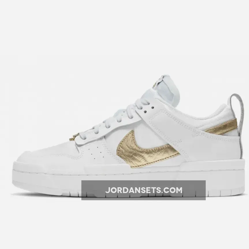 Nike Dunk Low Disrupt White Metallic Gold DD9676-100 metallic gold dunks