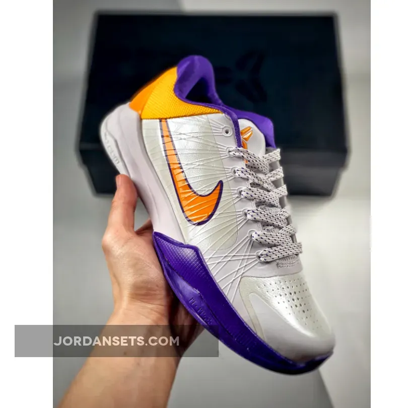 Nike Kobe 5 'Lakers' White/Del Sol-Purple Yellow laker shoes kobe