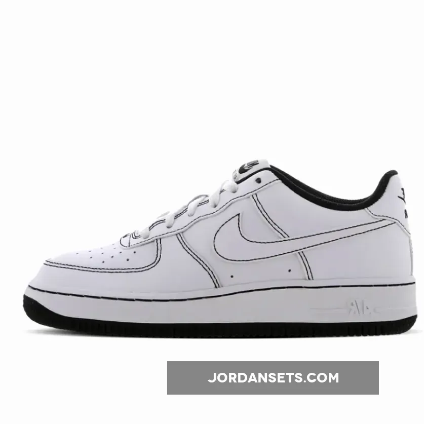 Nike Air Force 1 GS White Black Stitch For Womens CW1575-104 #air force 1 stitched