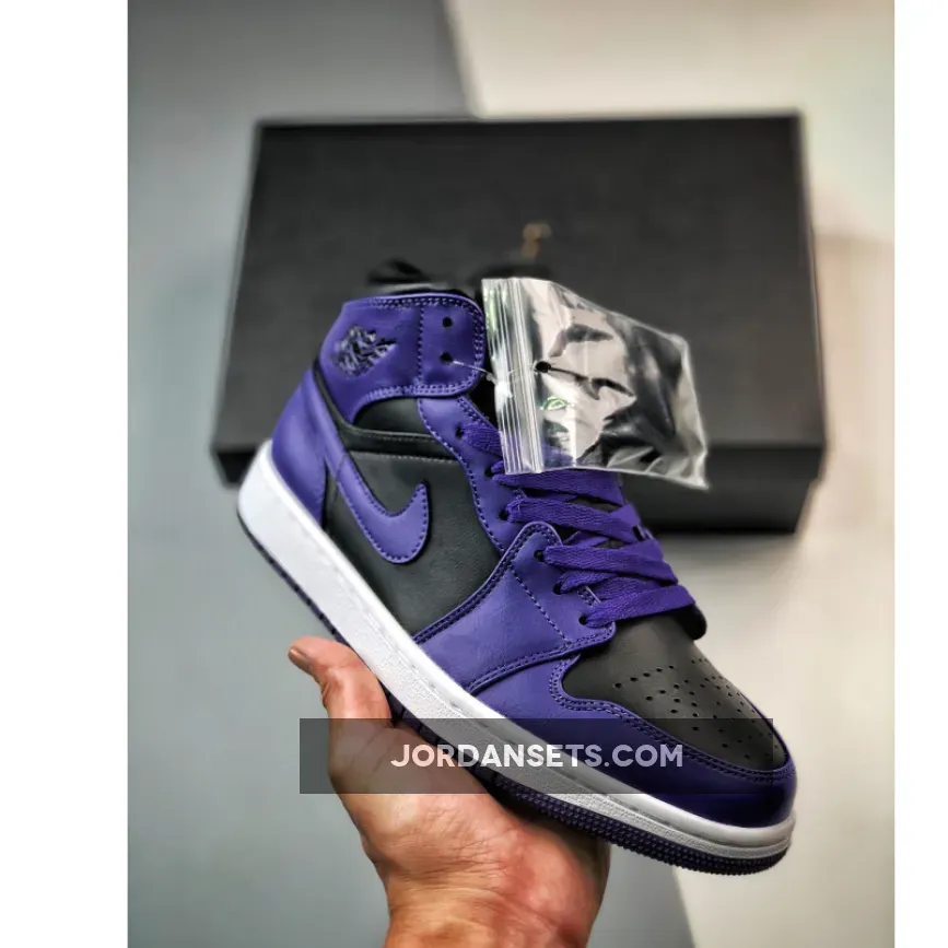 Air Jordan 1 Mid Purple Black BQ6472-051 - air jordan 1 black and purple