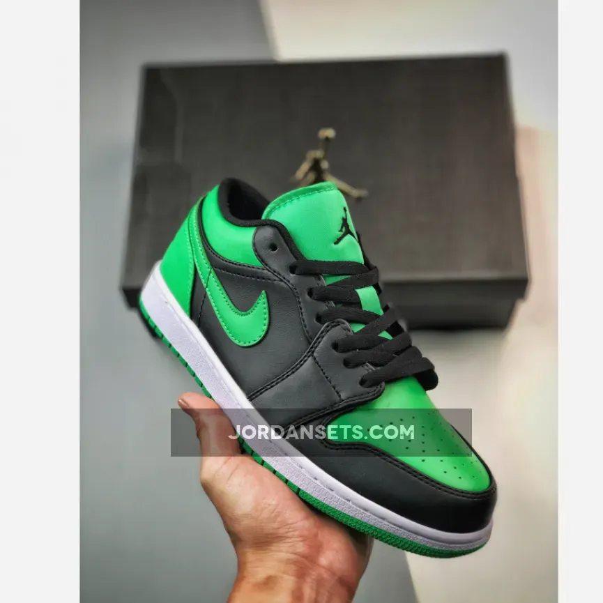 Air Jordan 1 Low Black/Lucky Green-White #lucky green jordan low