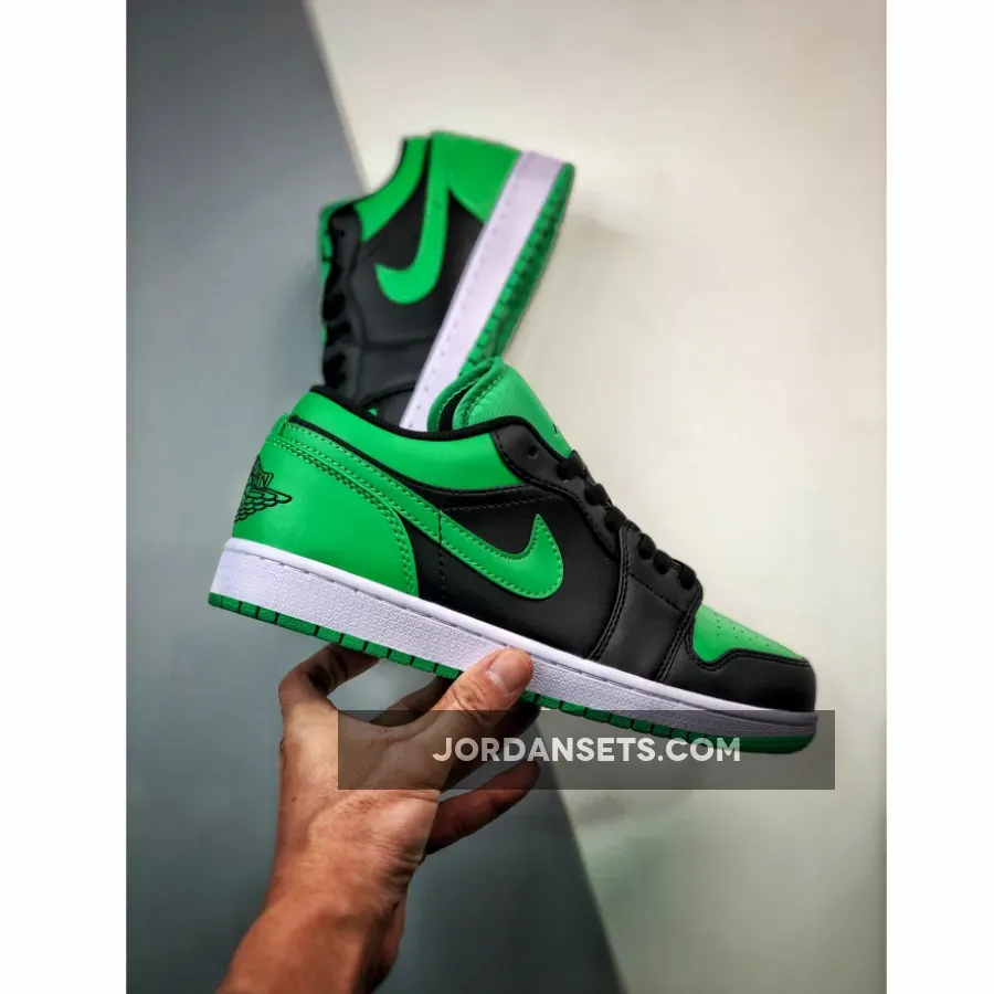 Air Jordan 1 Low Black/Lucky Green-White #lucky green jordan low
