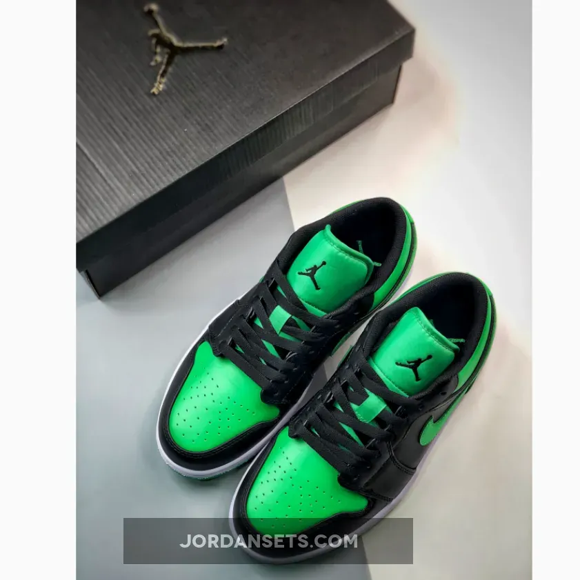 Air Jordan 1 Low Black/Lucky Green-White #lucky green jordan low