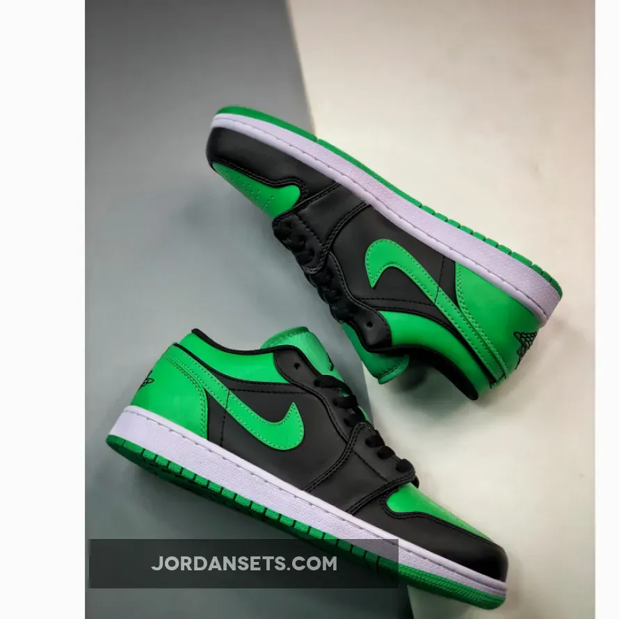 Air Jordan 1 Low Black/Lucky Green-White #lucky green jordan low