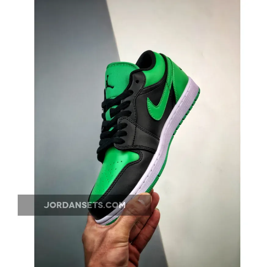 Air Jordan 1 Low Black/Lucky Green-White #lucky green jordan low