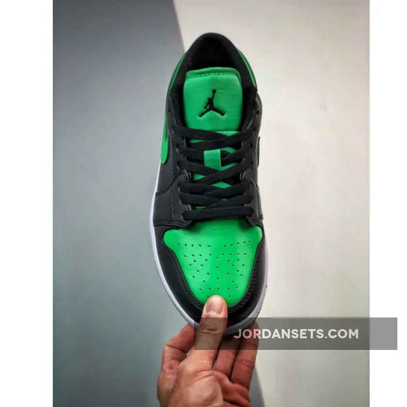 Air Jordan 1 Low Black/Lucky Green-White #lucky green jordan low