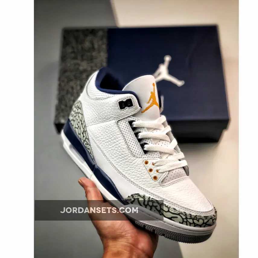 Air Jordan 3 'Wizards' PE White/Metallic Copper-True Blue-Cement Grey #jordan 3 retro wizards
