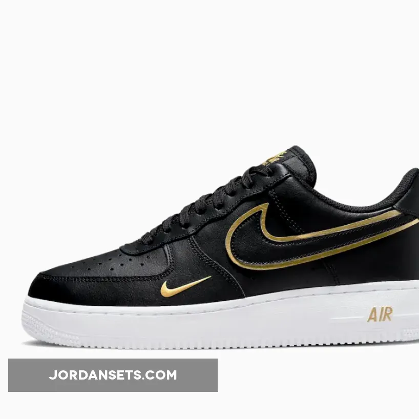 Nike Air Force 1 Gold Black Double Swoosh DA8481-001 - double swoosh olive gold black