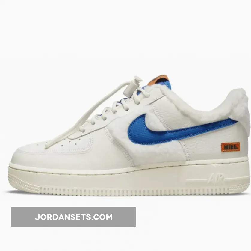 Nike Air Force 1 Low 'Sherpa Fleece' Sail/Coconut Milk-Orange-Blue / nike sherpa shoes