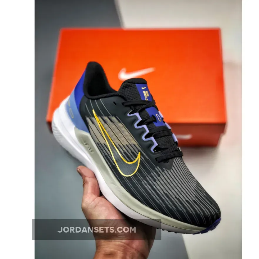 Nike Air Winflo 9 'Black/Off Noir/Lapis/Yellow Ochre' #nike air winflo 9 shield