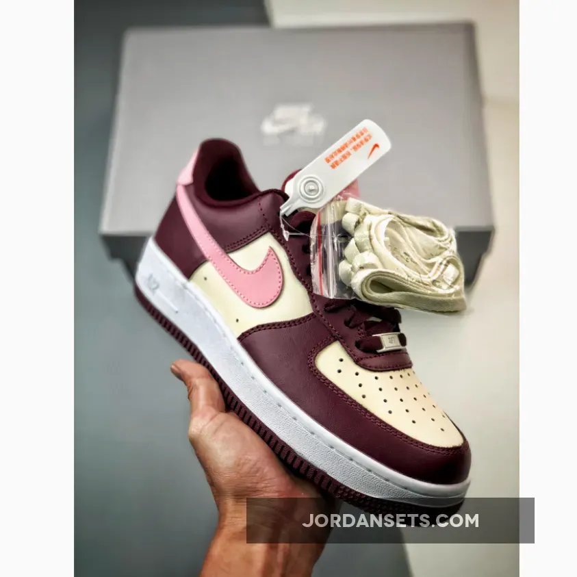 Nike Air Force 1 Low 'Valentine's Day' Sail/Night Maroon-Pink FD9925-161 - night maroon and medium soft pink goat