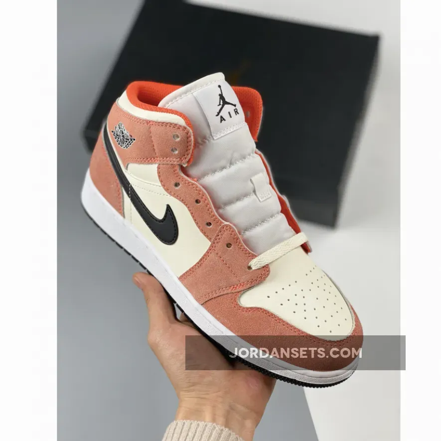 Air Jordan 1 Mid GS Orange Suede DV1336-800 - orange and grey jordan 1
