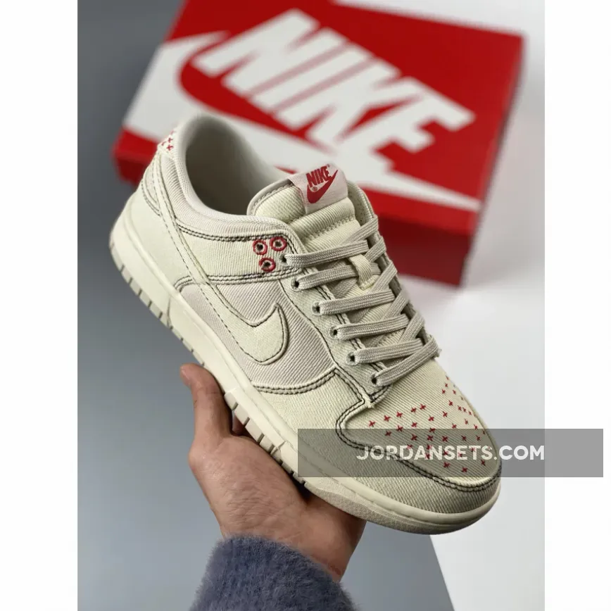 Nike Dunk Low 'Denim' Light Orewood Brown/Pale Ivory cream colored womens sneakers