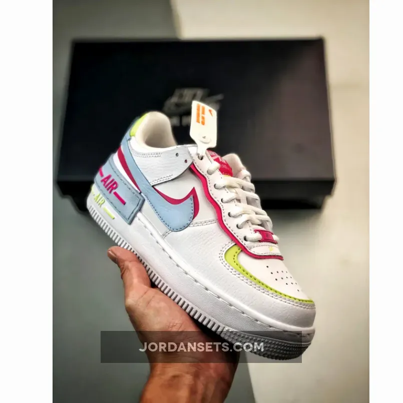 Nike Air Force 1 Shadow White/Fireberry/Light Lemon Twist/Blue Tint