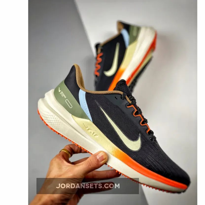 Nike Air Winflo 9 Black Green Safety Orang DX6040-071 - nike air winflo 9 shield black