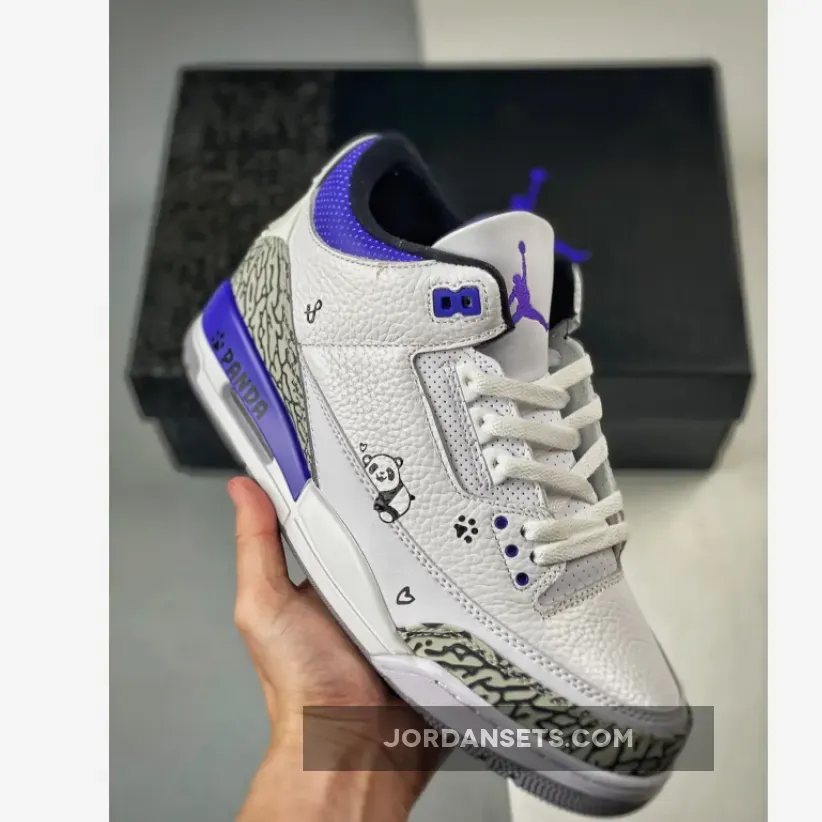 For Sale Panda X Air Jordan 3 White/Black-Dark Iris