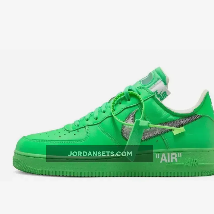 Off White x Nike Air Force 1 Low Light Green Spark/Metallic Silver / af 1 green