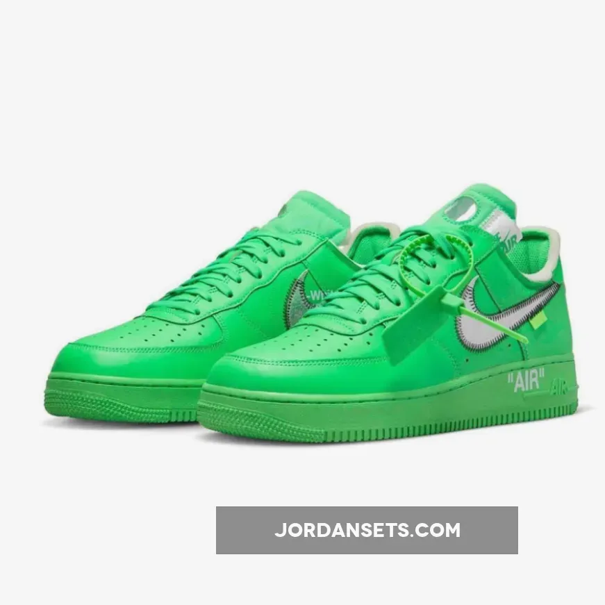 Off White x Nike Air Force 1 Low Light Green Spark/Metallic Silver / af 1 green