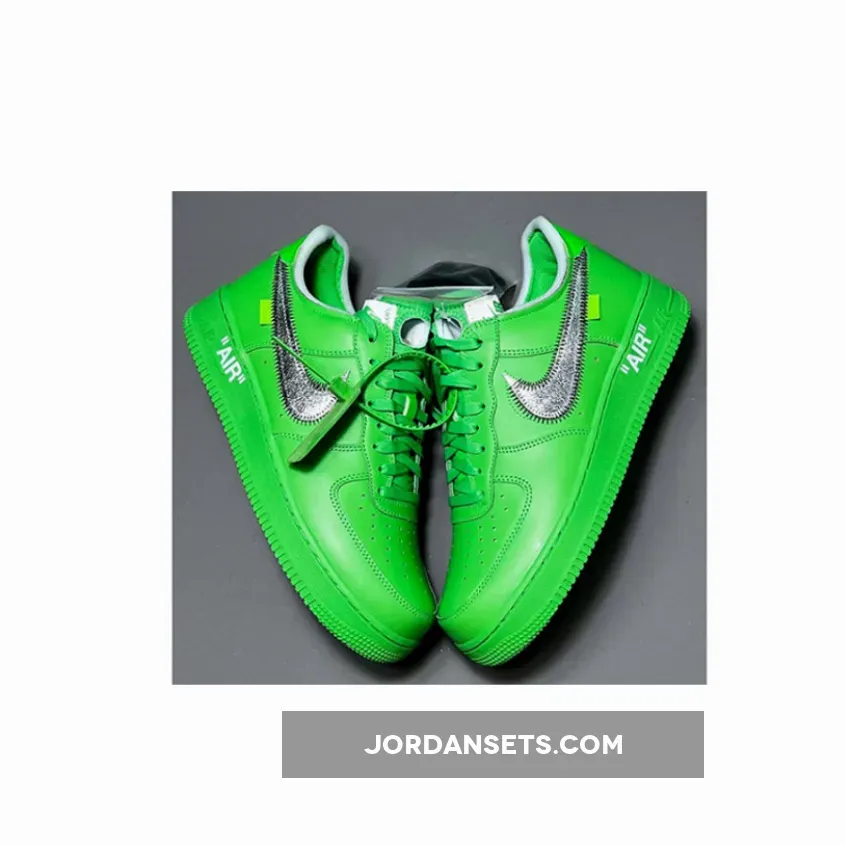 Off White x Nike Air Force 1 Low Light Green Spark/Metallic Silver / af 1 green