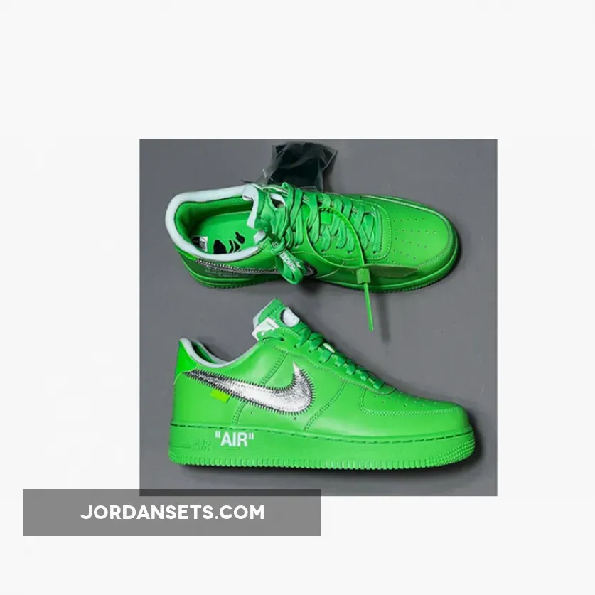Off White x Nike Air Force 1 Low Light Green Spark/Metallic Silver / af 1 green