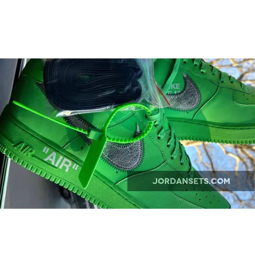 Off White x Nike Air Force 1 Low Light Green Spark/Metallic Silver / af 1 green