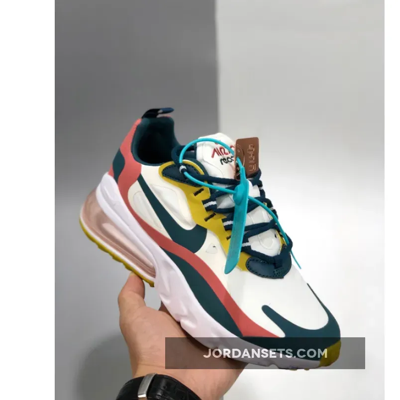 Nike Air Max 270 React White/Midnight Turquoise-Yellow - Nike Air Max 270 React Yellow CT1264-103