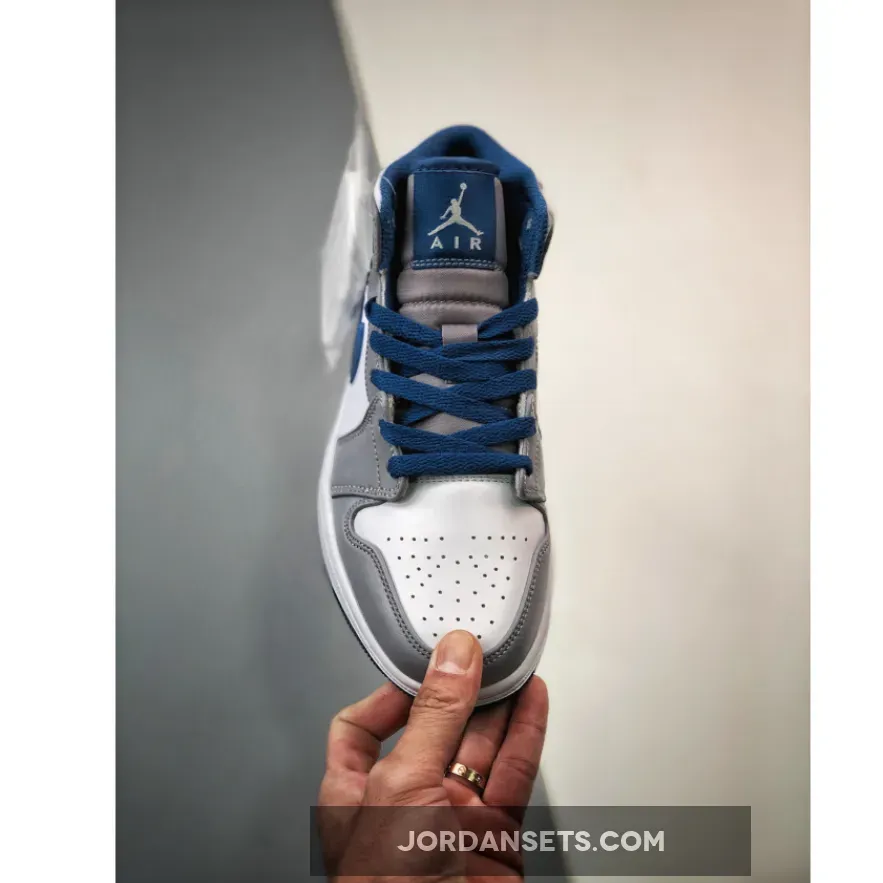 Air Jordan 1 Mid White True Blue Grey DQ8426-014 - jordan 1s gray and white
