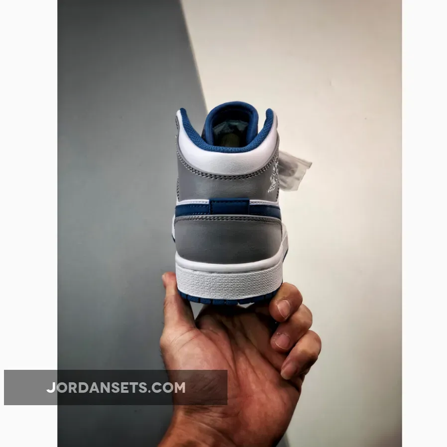 Air Jordan 1 Mid White True Blue Grey DQ8426-014 - jordan 1s gray and white