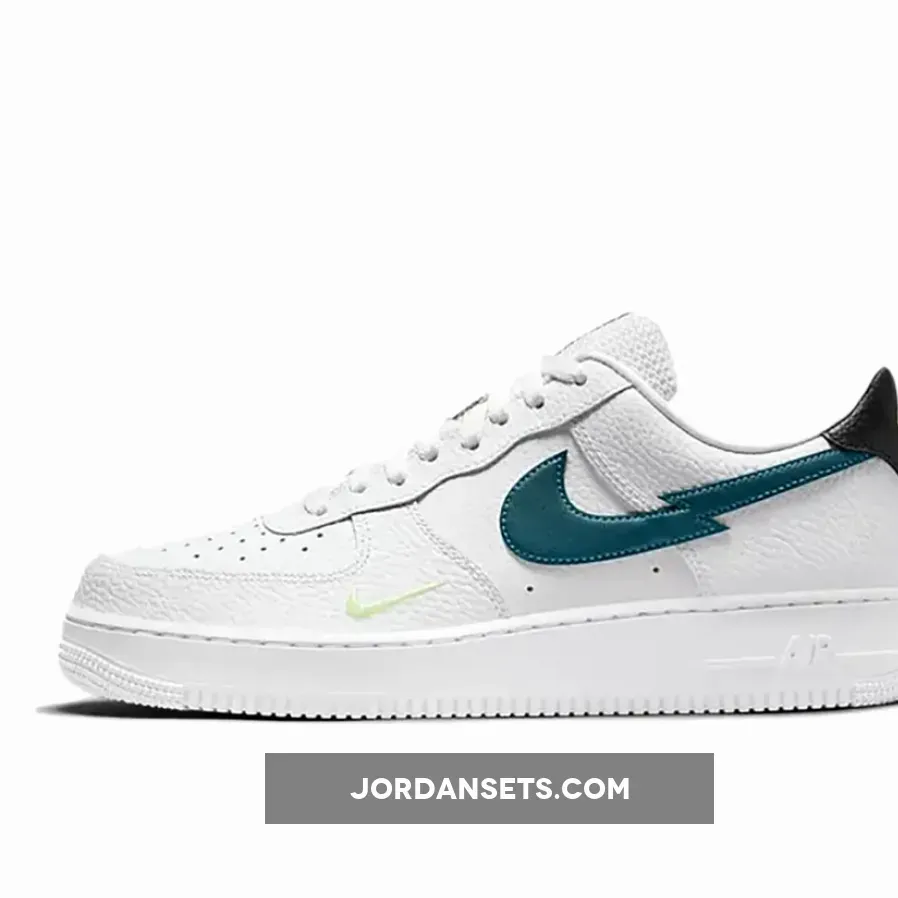 White Nike Air Force 1 Low With Lightning Bolt Swooshes DJ6894-100 shoes with lightning bolt jordan 1