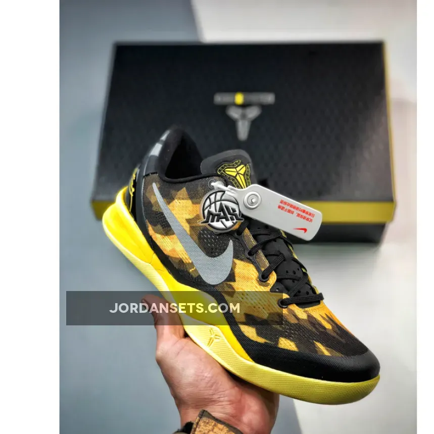 Nike Kobe 8 System Black/Strata Gray-Vivid Sulphur-Electric Yellow / Kobe 8 Black 555035-001