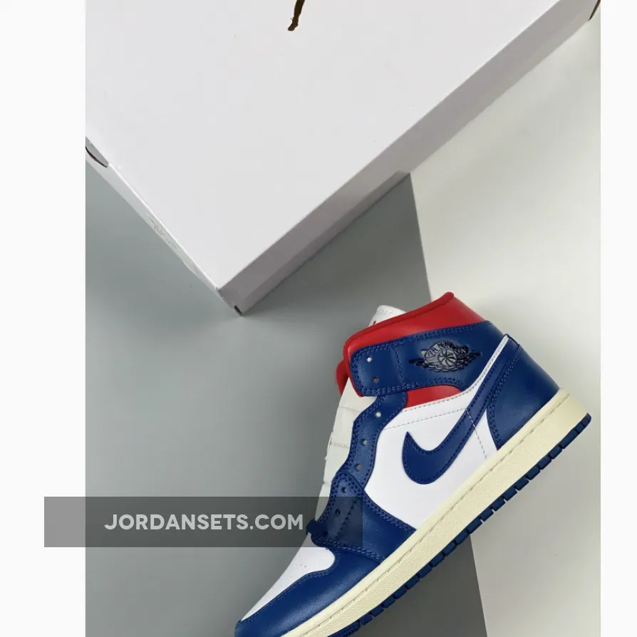 Air Jordan 1 Mid 'French Blue' Blue/White/Red BQ6472-146 #jordan 1 blue red and white