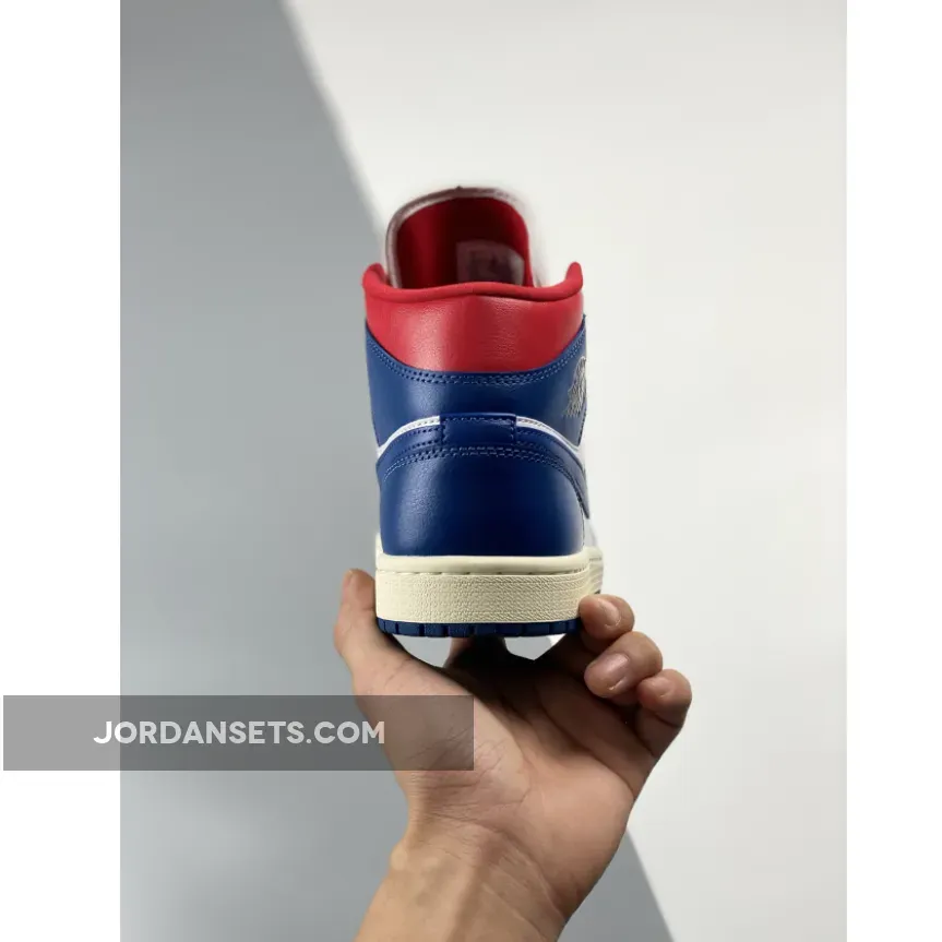 Air Jordan 1 Mid 'French Blue' Blue/White/Red BQ6472-146 #jordan 1 blue red and white