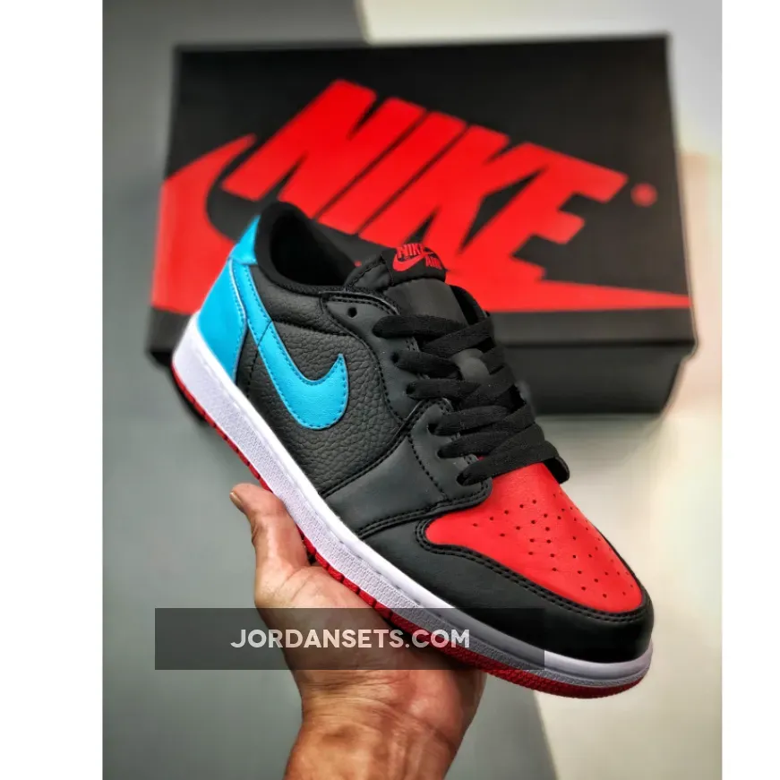 Air Jordan 1 Low OG 'UNC to Chicago' Black/Blue-Gym Red / jordan unc 1 low