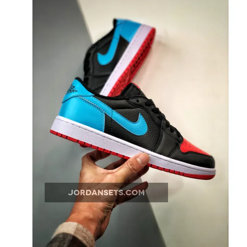 Air Jordan 1 Low OG 'UNC to Chicago' Black/Blue-Gym Red / jordan unc 1 low