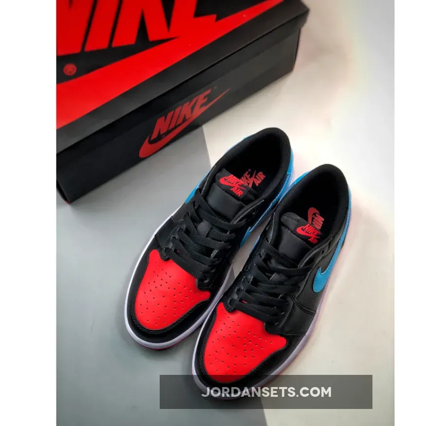 Air Jordan 1 Low OG 'UNC to Chicago' Black/Blue-Gym Red / jordan unc 1 low