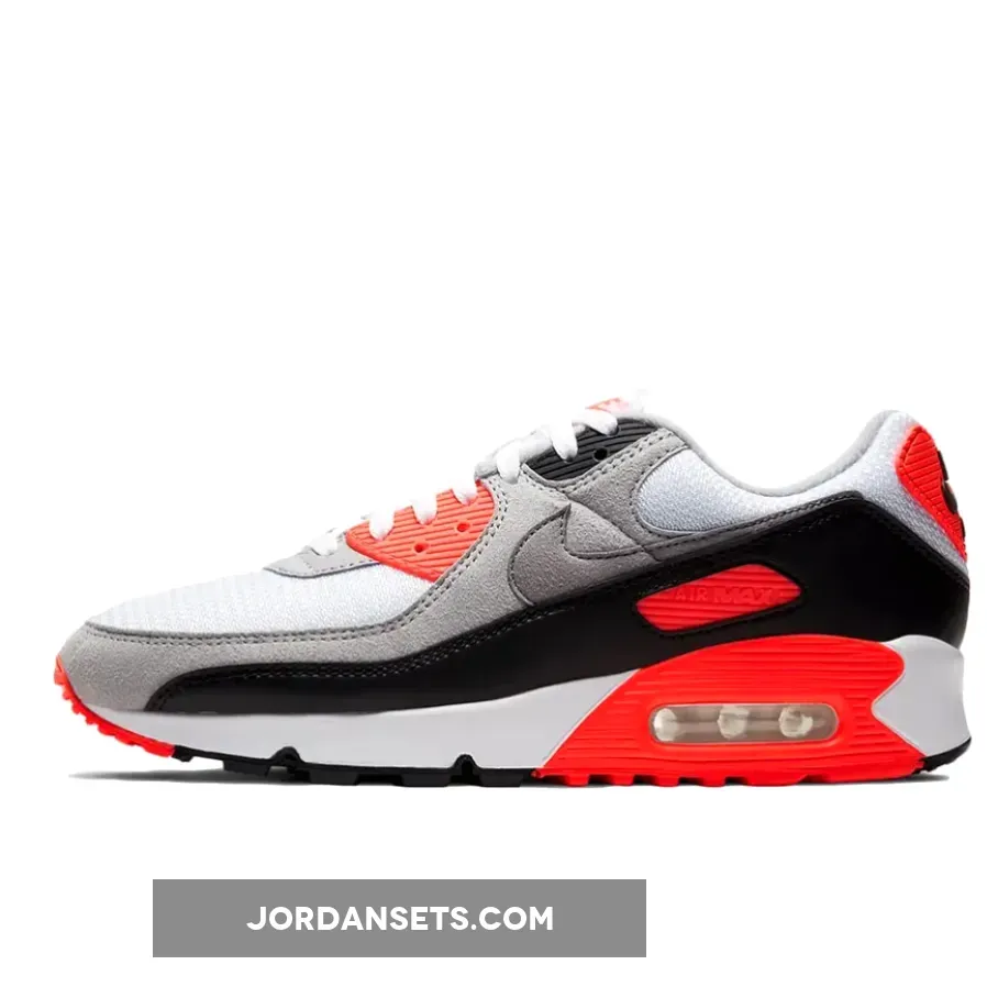 Nike Air Max 90 'Infrared' White/Black/Cool Grey/Radiant Red #nike infrared shoes